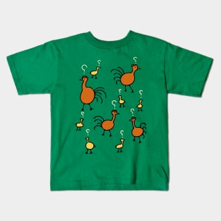 Questionable Chickens - Cute Funny Cartoon Chicken Design Kids T-Shirt